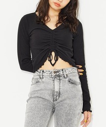 X-girl | FRONT DRAWSTRING L/S TOP(Tシャツ/カットソー)