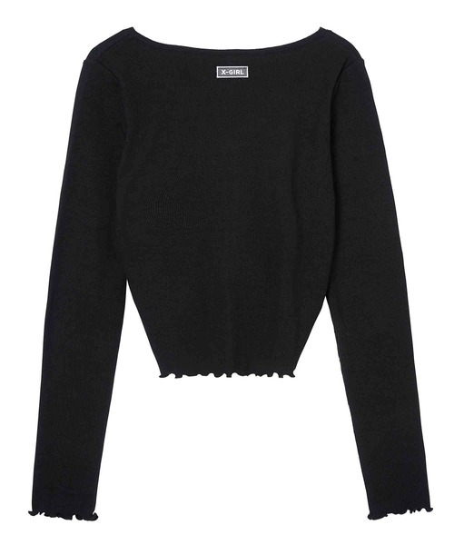 X-girl（エックスガール）の「FRONT DRAWSTRING L/S TOP（Tシャツ/カットソー・レディース・ブラック/ネイビー/ピンク・S/M）」の4枚目の写真