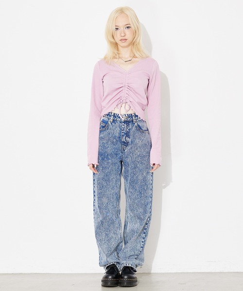 X-girl ライリー着用 X-girl（エックスガール）の「CHINA SLIT FLARE PANTS（その他