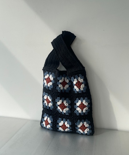 AS KNOW AS plus（アズノゥアズプラス）の「●レトロクロシェトートバッグ（トートバッグ・レディース・アイボリー/ブラック/グリーン・FREE）」の7枚目の写真