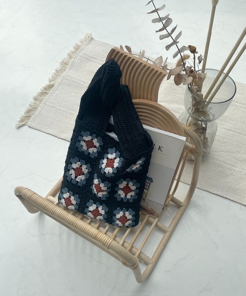 AS KNOW AS plus（アズノゥアズプラス）の「●レトロクロシェトートバッグ（トートバッグ・レディース・アイボリー/ブラック/グリーン・FREE）」の15枚目の写真