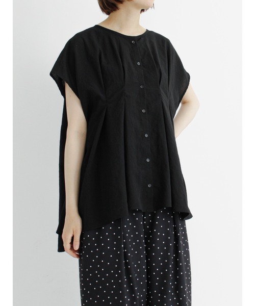 Samansa Mos2 blue(サマンサモスモスブルー)の「タックフレアチュニック(シャツ/ブラウス・レディース・ブラック/ブラウン/ブルー・フリ-)」の7枚目の写真