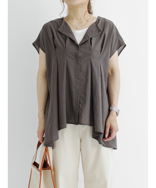 Samansa Mos2 blue(サマンサモスモスブルー)の「タックフレアチュニック(シャツ/ブラウス・レディース・ブラック/ブラウン/ブルー・フリ-)」の10枚目の写真