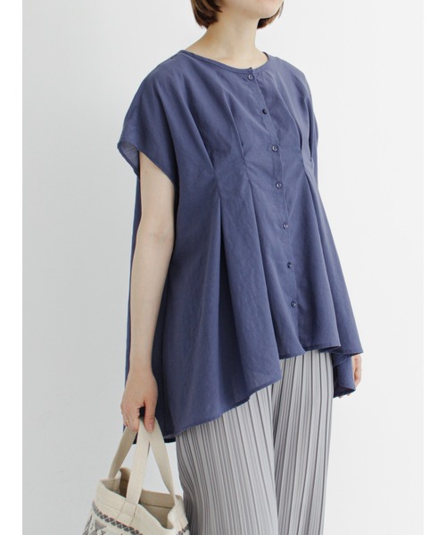 Samansa Mos2 blue(サマンサモスモスブルー)の「タックフレアチュニック(シャツ/ブラウス・レディース・ブラック/ブラウン/ブルー・フリ-)」の13枚目の写真