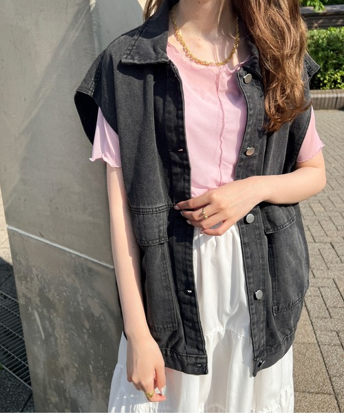 Ambre Ciel（アンブルシエル）の「シアーメロー半袖トップス／【WEB/EC限定商品】（Tシャツ/カットソー・レディース・ブラック/ピンク/ライトグリーン/アイボリー・FREE）」の11枚目の写真