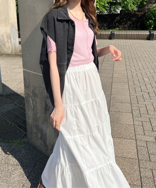 Ambre Ciel（アンブルシエル）の「シアーメロー半袖トップス／【WEB/EC限定商品】（Tシャツ/カットソー・レディース・ブラック/ピンク/ライトグリーン/アイボリー・FREE）」の12枚目の写真