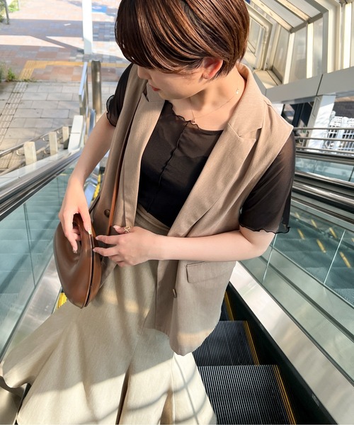 Ambre Ciel（アンブルシエル）の「シアーメロー半袖トップス／【WEB/EC限定商品】（Tシャツ/カットソー・レディース・ブラック/ピンク/ライトグリーン/アイボリー・FREE）」の16枚目の写真