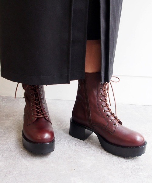 あしながおじさん（アシナガオジサン）の「厚底レースアップブーツ　-6701519（ブーツ・レディース・ブラック/アイボリー/ワイン・22.5cm/23.5cm/24.5cm/23.0cm/24.0cm）」の3枚目の写真