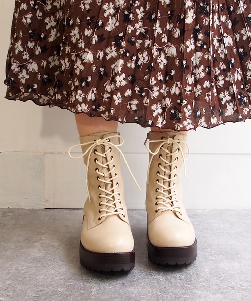 あしながおじさん（アシナガオジサン）の「厚底レースアップブーツ　-6701519（ブーツ・レディース・ブラック/アイボリー/ワイン・22.5cm/23.5cm/24.5cm/23.0cm/24.0cm）」の12枚目の写真