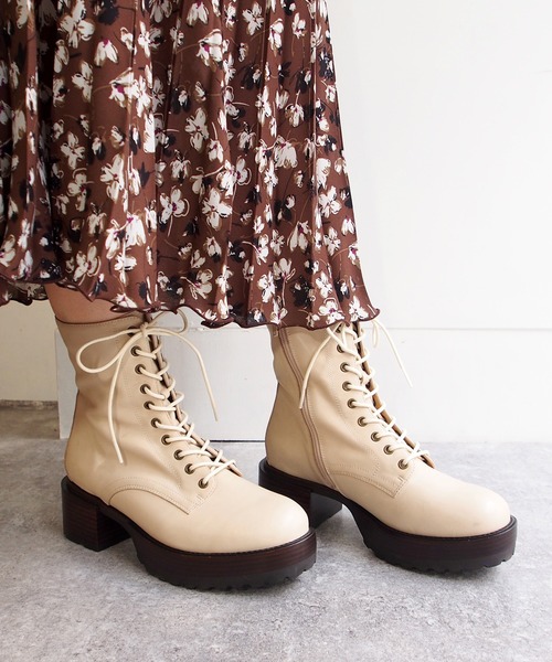 あしながおじさん（アシナガオジサン）の「厚底レースアップブーツ　-6701519（ブーツ・レディース・ブラック/アイボリー/ワイン・22.5cm/23.5cm/24.5cm/23.0cm/24.0cm）」の11枚目の写真