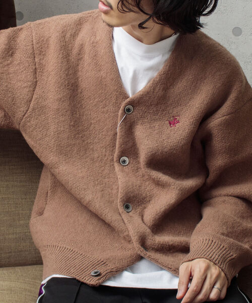 BEVERLY HILLS POLO CLUB（ビバリーヒルズポロクラブ）の「【BEVERLY HILLS POLO CLUB/ビバリーヒルズポロクラブ】モヘヤライクカーディガン（カーディガン/ボレロ・メンズ・ダークグリーン/ブルー系その他2/パープル系その他/ライトパープル/ブルー系その他/ブラック系その他/モカ/ミント/オレンジ/オリーブ/ピンク/ネイビー・M/L/XL）」の3枚目の写真