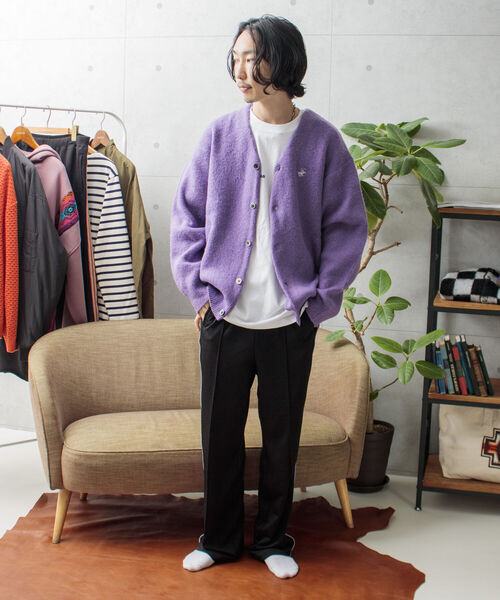 BEVERLY HILLS POLO CLUB（ビバリーヒルズポロクラブ）の「【BEVERLY HILLS POLO CLUB/ビバリーヒルズポロクラブ】モヘヤライクカーディガン（カーディガン/ボレロ・メンズ・ダークグリーン/ブルー系その他2/パープル系その他/ライトパープル/ブルー系その他/ブラック系その他/モカ/ミント/オレンジ/オリーブ/ピンク/ネイビー・M/L/XL）」の21枚目の写真
