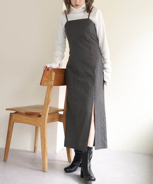 one after another NICE CLAUP(ワンアフターアナザーナイスクラップ)の「Iラインスリットキャミワンピース(ワンピース・レディース・ホワイト系その他/ブラック/ブラウン系その他/グレー系その他・SMALL/MEDIUM)」の2枚目の写真