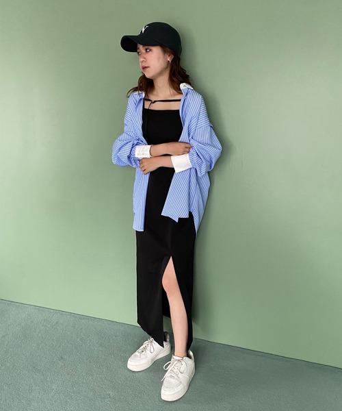 one after another NICE CLAUP(ワンアフターアナザーナイスクラップ)の「Iラインスリットキャミワンピース(ワンピース・レディース・ホワイト系その他/ブラック/ブラウン系その他/グレー系その他・SMALL/MEDIUM)」の9枚目の写真