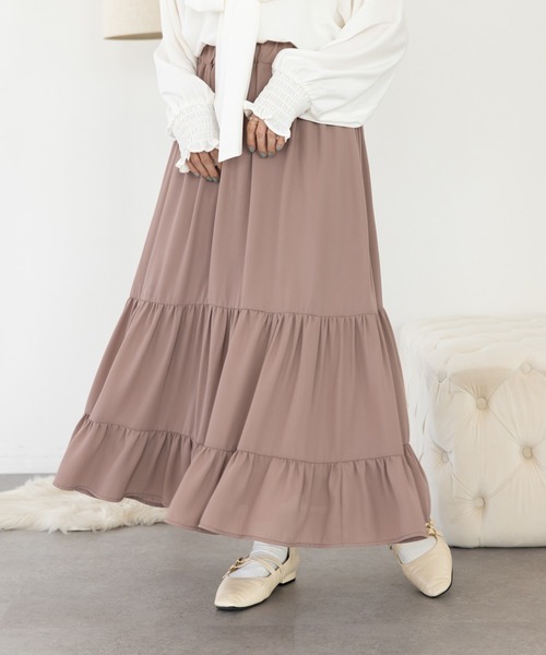 SLURR（スラ―）の「ランダムティアードスカート（スカート・レディース・ブラック/アイボリー/モカ・FREE）」の3枚目の写真