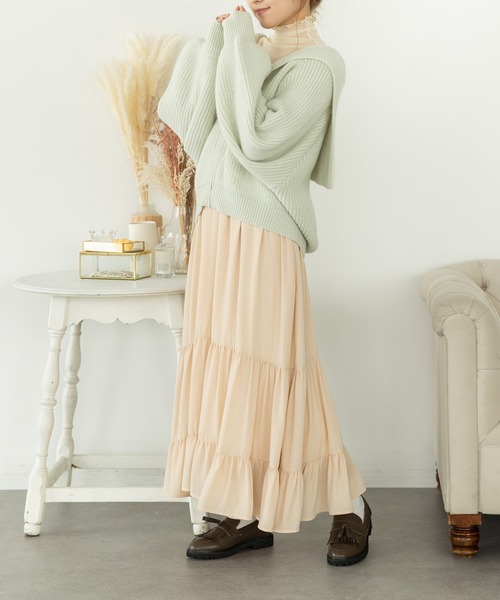 SLURR（スラ―）の「ランダムティアードスカート（スカート・レディース・ブラック/アイボリー/モカ・FREE）」の15枚目の写真