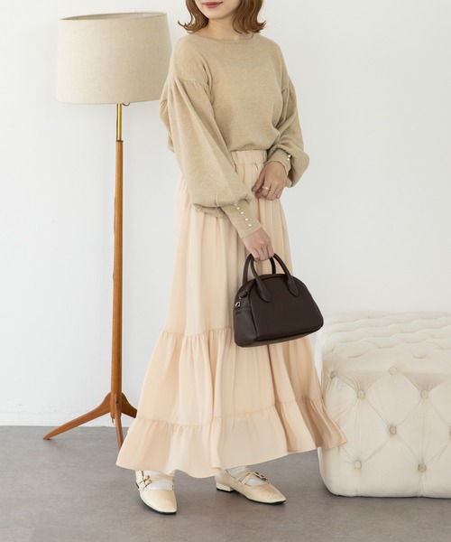 SLURR（スラ―）の「ランダムティアードスカート（スカート・レディース・ブラック/アイボリー/モカ・FREE）」の4枚目の写真