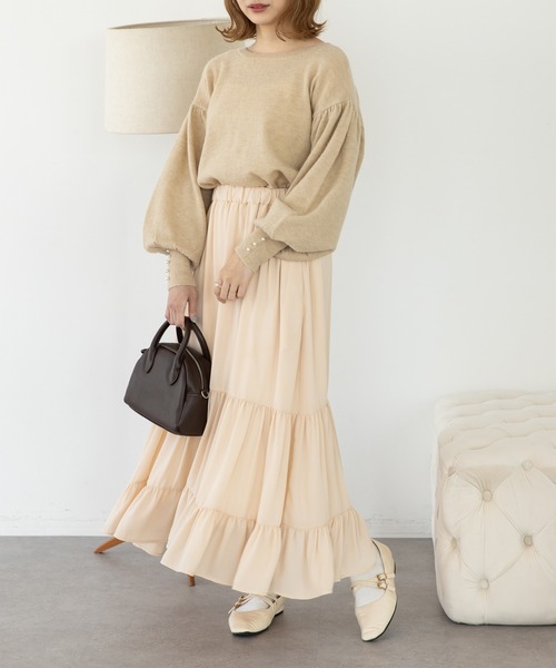 SLURR（スラ―）の「ランダムティアードスカート（スカート・レディース・ブラック/アイボリー/モカ・FREE）」の17枚目の写真