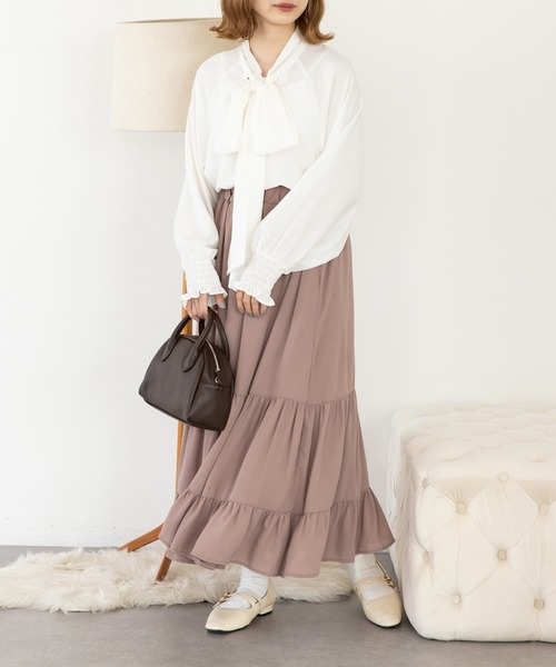 SLURR（スラ―）の「ランダムティアードスカート（スカート・レディース・ブラック/アイボリー/モカ・FREE）」の8枚目の写真