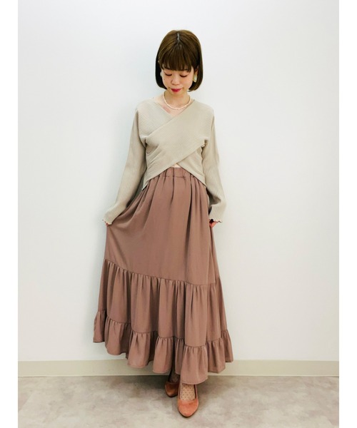 SLURR（スラ―）の「ランダムティアードスカート（スカート・レディース・ブラック/アイボリー/モカ・FREE）」の5枚目の写真