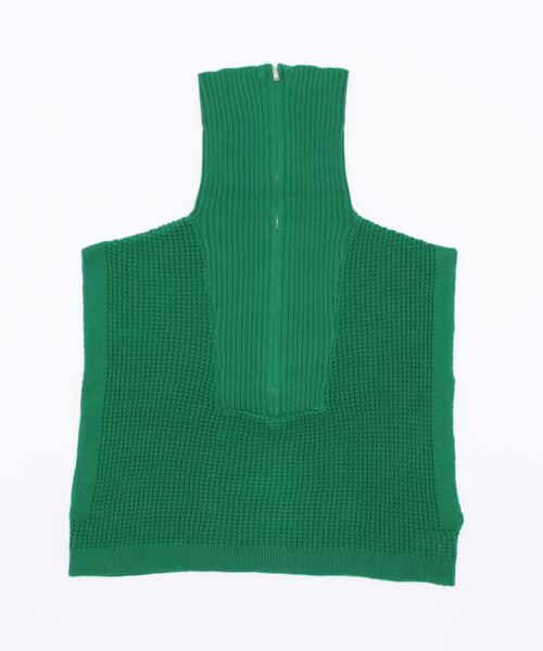 STYLEBLOCK（スタイルブロック）の「ワッフルニットハーフジップショートトップス（ニット/セーター・レディース・グリーン/オレンジ/ブラック/オフホワイト・M）」の3枚目の写真