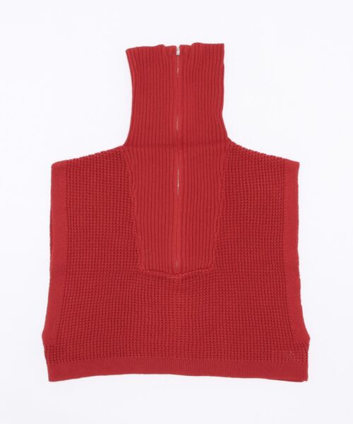 STYLEBLOCK（スタイルブロック）の「ワッフルニットハーフジップショートトップス（ニット/セーター・レディース・グリーン/オレンジ/ブラック/オフホワイト・M）」の6枚目の写真