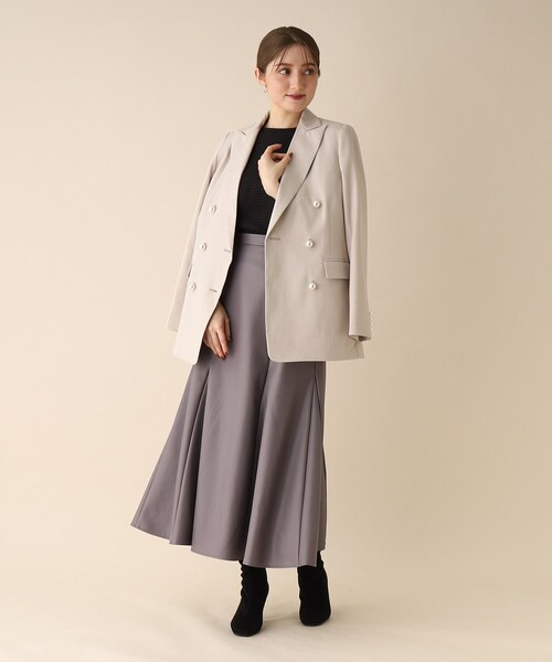 OPAQUE.CLIP（オペークドットクリップ）の「◆パール調釦テーラードジャケット（テーラードジャケット・レディース・ライトグレー/ネイビー・38/36）」の6枚目の写真