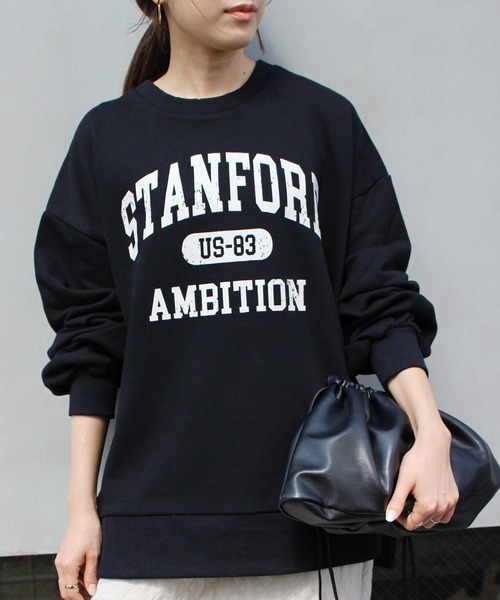 MLI'A（エムリア）の「カレッジロゴスウェット（スウェット・レディース・ブラック/オートミール/ボルドー・M）」の2枚目の写真