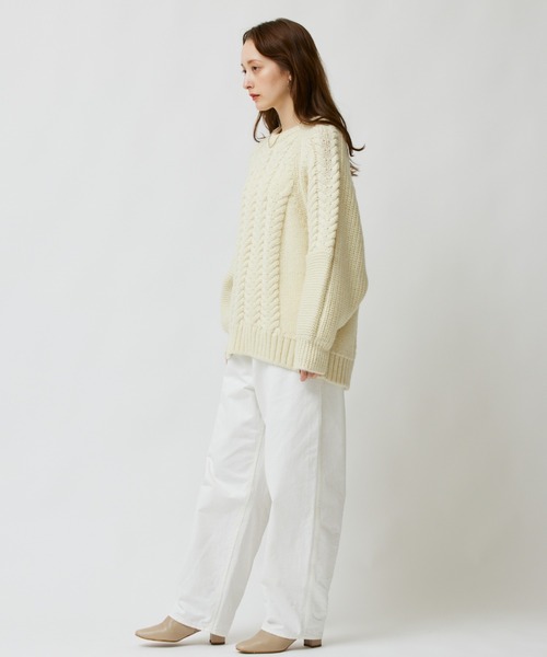 BABYLONE（バビロン）の「チノクロスワイドストレートパンツ（チノパンツ・レディース・ライトブラウン/オフホワイト/カーキ・36inch/38inch）」の8枚目の写真