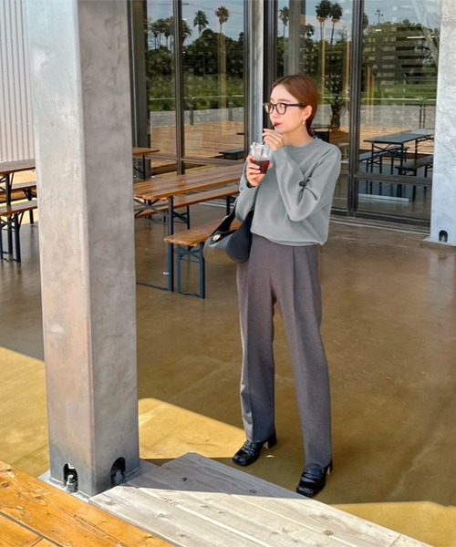 KOBE LETTUCE（コウベレタス）の「[ SAYAKAさんコラボ ]スウェットニットシンプルトップス（ニット/セーター・レディース・アイボリー/ピンク/レッド/グリーン/グレー/イエロー・FREE）」の15枚目の写真