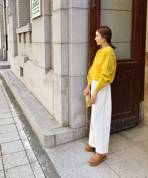 KOBE LETTUCE（コウベレタス）の「[ SAYAKAさんコラボ ]スウェットニットシンプルトップス（ニット/セーター・レディース・アイボリー/ピンク/レッド/グリーン/グレー/イエロー・FREE）」の21枚目の写真