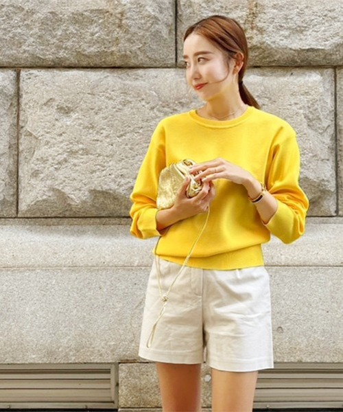 KOBE LETTUCE（コウベレタス）の「[ SAYAKAさんコラボ ]スウェットニットシンプルトップス（ニット/セーター・レディース・アイボリー/ピンク/レッド/グリーン/グレー/イエロー・FREE）」の20枚目の写真