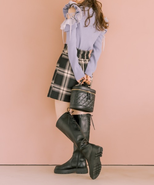 OLIVE des OLIVE（オリーブデオリーブ）の「バックレースアップロングブーツ（ブーツ・レディース・ブラック/ダークブラウン・SMALL/MEDIUM/LARGE）」の3枚目の写真