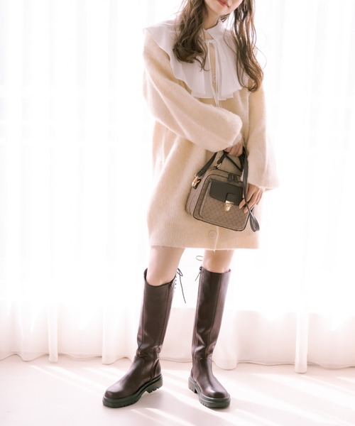 OLIVE des OLIVE（オリーブデオリーブ）の「バックレースアップロングブーツ（ブーツ・レディース・ブラック/ダークブラウン・SMALL/MEDIUM/LARGE）」の13枚目の写真