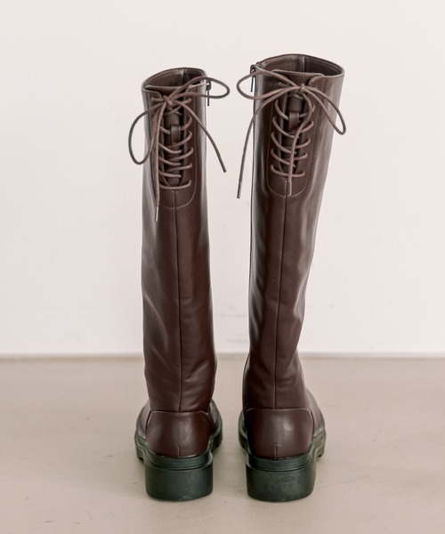 OLIVE des OLIVE（オリーブデオリーブ）の「バックレースアップロングブーツ（ブーツ・レディース・ブラック/ダークブラウン・SMALL/MEDIUM/LARGE）」の17枚目の写真