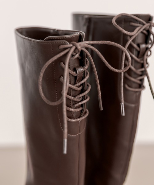 OLIVE des OLIVE（オリーブデオリーブ）の「バックレースアップロングブーツ（ブーツ・レディース・ブラック/ダークブラウン・SMALL/MEDIUM/LARGE）」の20枚目の写真