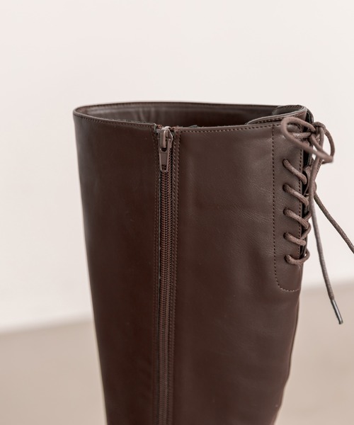 OLIVE des OLIVE（オリーブデオリーブ）の「バックレースアップロングブーツ（ブーツ・レディース・ブラック/ダークブラウン・SMALL/MEDIUM/LARGE）」の7枚目の写真