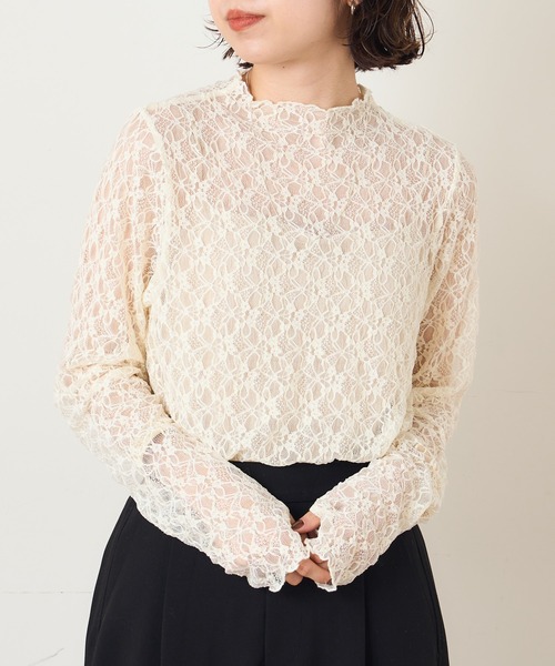 Omekashi（オメカシ）の「ハイネックレースプルオーバー（Tシャツ/カットソー・レディース・アイボリー/ブラック・FREE）」の15枚目の写真