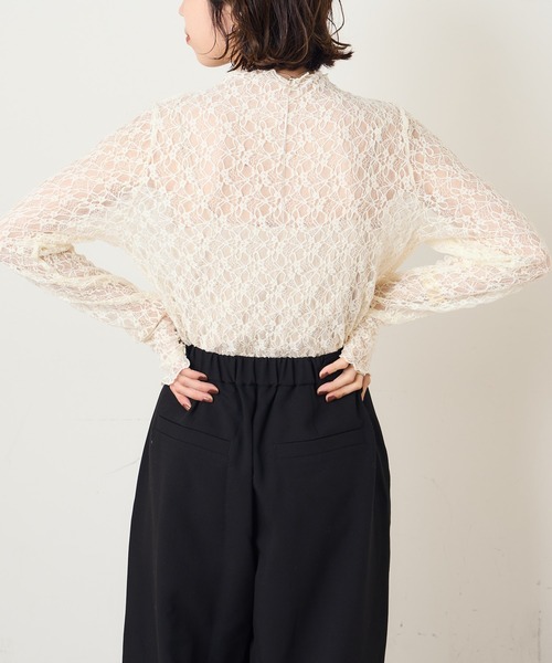 Omekashi（オメカシ）の「ハイネックレースプルオーバー（Tシャツ/カットソー・レディース・アイボリー/ブラック・FREE）」の19枚目の写真