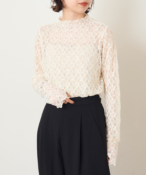 Omekashi（オメカシ）の「ハイネックレースプルオーバー（Tシャツ/カットソー・レディース・アイボリー/ブラック・FREE）」の16枚目の写真