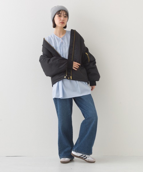 OMNES（オムネス）の「ナイロンツイルMA-1ブルゾン（ブルゾン・レディース・ブラック/ベージュ・FREE）」の6枚目の写真