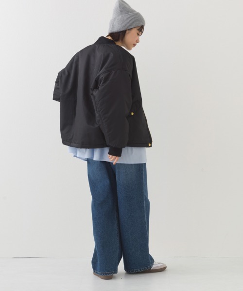 OMNES（オムネス）の「ナイロンツイルMA-1ブルゾン（ブルゾン・レディース・ブラック/ベージュ・FREE）」の7枚目の写真