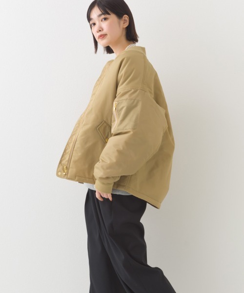 OMNES（オムネス）の「ナイロンツイルMA-1ブルゾン（ブルゾン・レディース・ブラック/ベージュ・FREE）」の9枚目の写真
