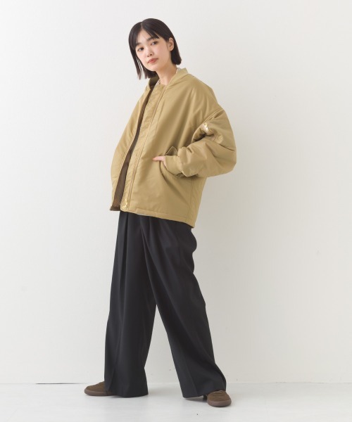 OMNES（オムネス）の「ナイロンツイルMA-1ブルゾン（ブルゾン・レディース・ブラック/ベージュ・FREE）」の11枚目の写真