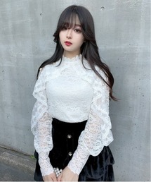 titty＆Co. PETIT by poyo | 【titty&Co. PETIT by POYO】パールボタンフリルレースブラウス(シャツ/ブラウス)