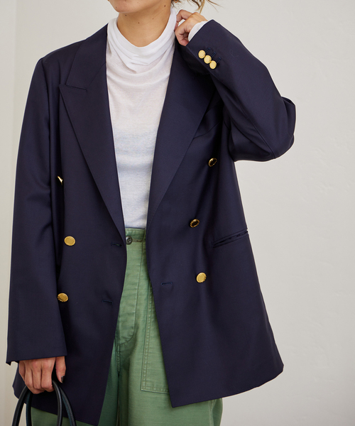 COUTURE D'ADAM ダブルテーラードジャケット 38 ツイード 濃紺 セール】【COUTURE D`ADAM/クチュールドアダム】OVERSIZED
