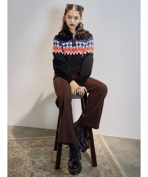 EVRIS（エヴリス）の「ツイルフレアパンツ（その他パンツ・レディース・ブラウン/ブルー/ブラック・MEDIUM/SMALL）」の18枚目の写真