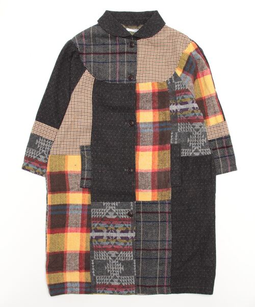 sandy(サンディー)の「【sandy】パッチワークラウンドカラーラグランコート(テーラードジャケット・レディース・グレー系その他/ブルー系その他・FREE)」の2枚目の写真