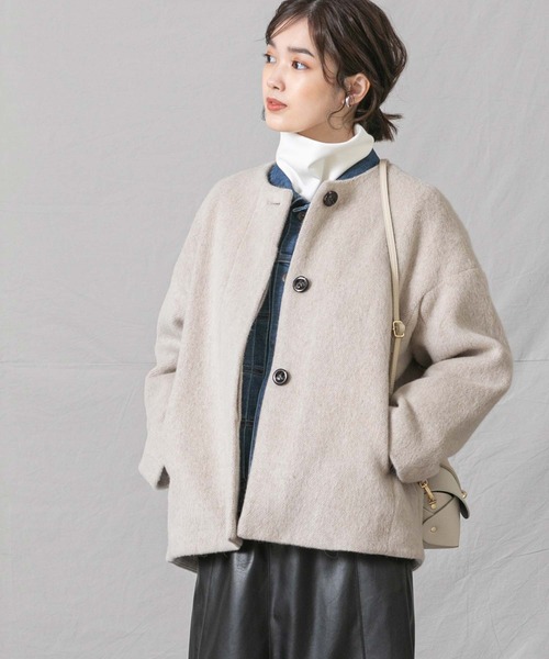 アルパカシャギーショートコート