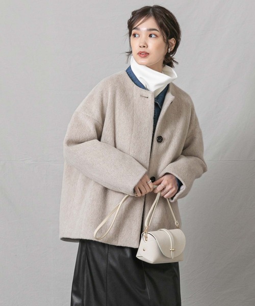 アルパカシャギーショートコート